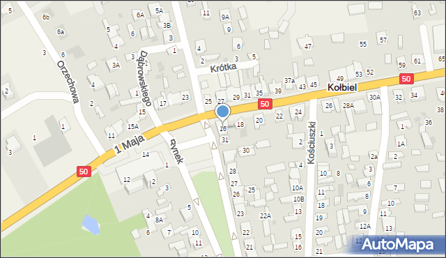 Kołbiel, 1 Maja, 16, mapa Kołbiel