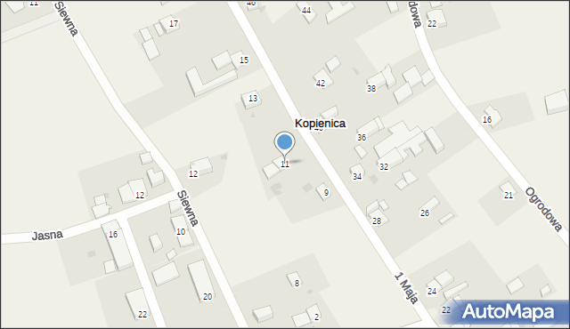 Kopienica, 1 Maja, 11, mapa Kopienica