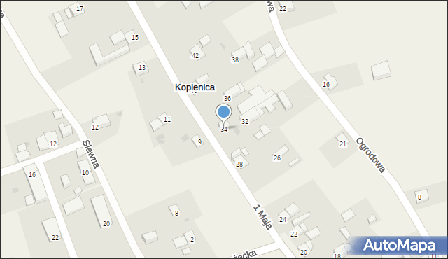 Kopienica, 1 Maja, 34, mapa Kopienica