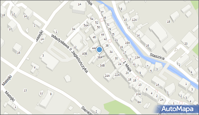 Kowary, 1 Maja, 34A, mapa Kowary