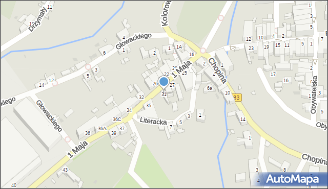 Kożuchów, 1 Maja, 31, mapa Kożuchów