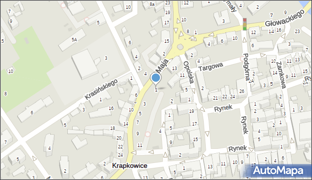 Krapkowice, 1 Maja, 1, mapa Krapkowice