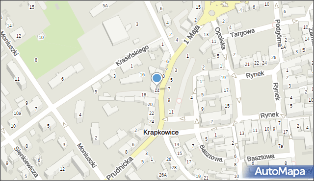 Krapkowice, 1 Maja, 14, mapa Krapkowice