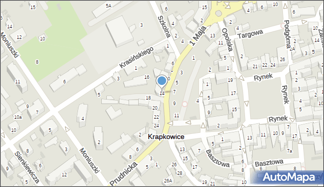 Krapkowice, 1 Maja, 14, mapa Krapkowice