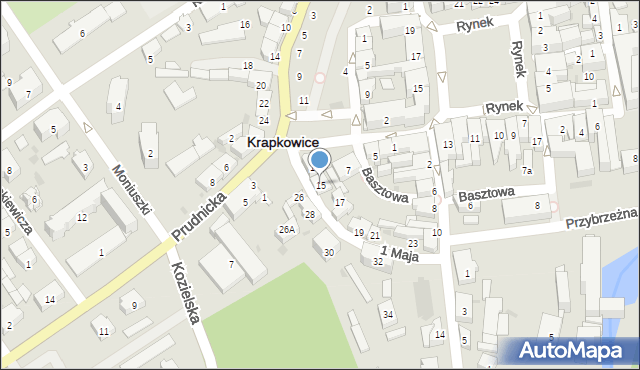 Krapkowice, 1 Maja, 15, mapa Krapkowice