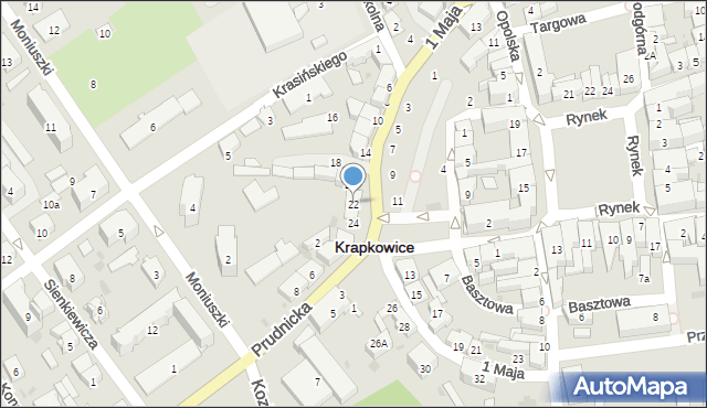 Krapkowice, 1 Maja, 22, mapa Krapkowice