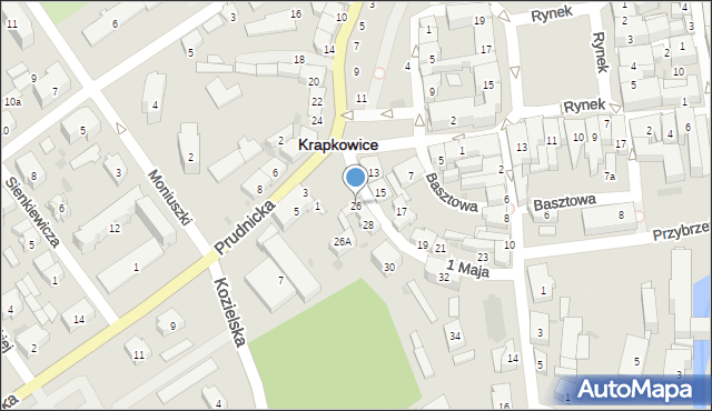 Krapkowice, 1 Maja, 26, mapa Krapkowice