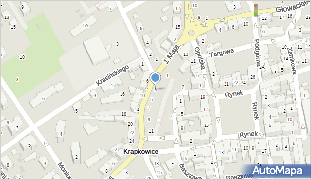 Krapkowice, 1 Maja, 3, mapa Krapkowice