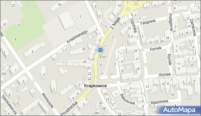 Krapkowice, 1 Maja, 7, mapa Krapkowice