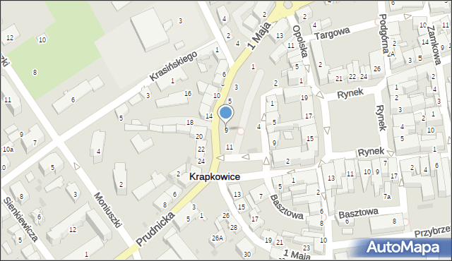 Krapkowice, 1 Maja, 9, mapa Krapkowice