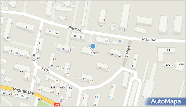 Krosno Odrzańskie, 1 Maja, 12A, mapa Krosno Odrzańskie