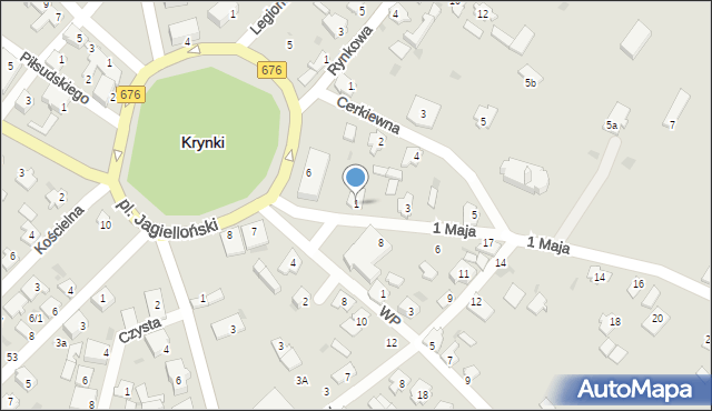 Krynki, 1 Maja, 1, mapa Krynki