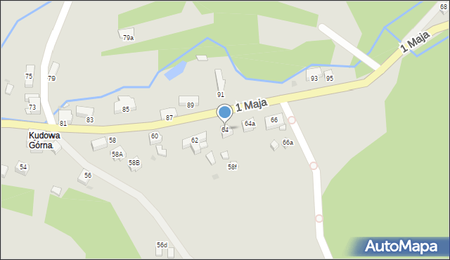 Kudowa-Zdrój, 1 Maja, 64, mapa Kudowa-Zdrój