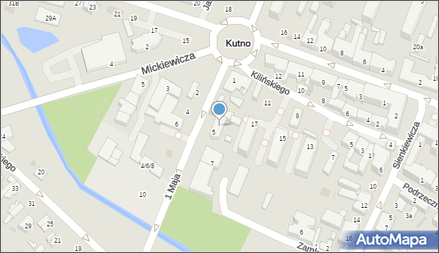 Kutno, 1 Maja, 5/5A, mapa Kutno