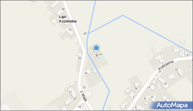 Łąki Kozielskie, 1 Maja, 36, mapa Łąki Kozielskie