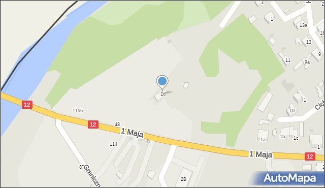 Łęknica, 1 Maja, 1d, mapa Łęknica