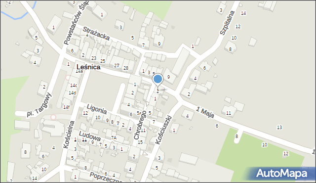 Leśnica, 1 Maja, 2, mapa Leśnica