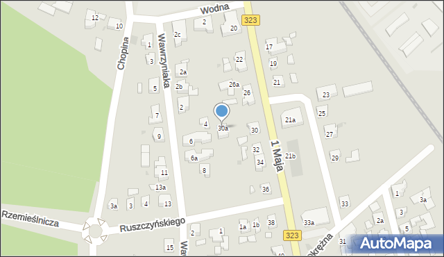 Leszno, 1 Maja, 30a, mapa Leszno