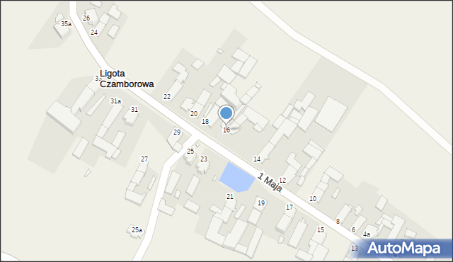Ligota Czamborowa, 1 Maja, 16, mapa Ligota Czamborowa