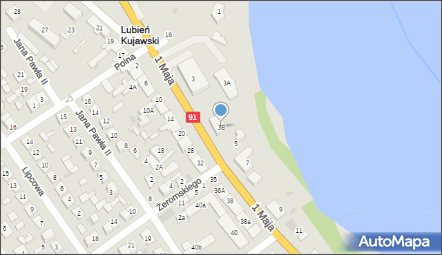 Lubień Kujawski, 1 Maja, 3B, mapa Lubień Kujawski