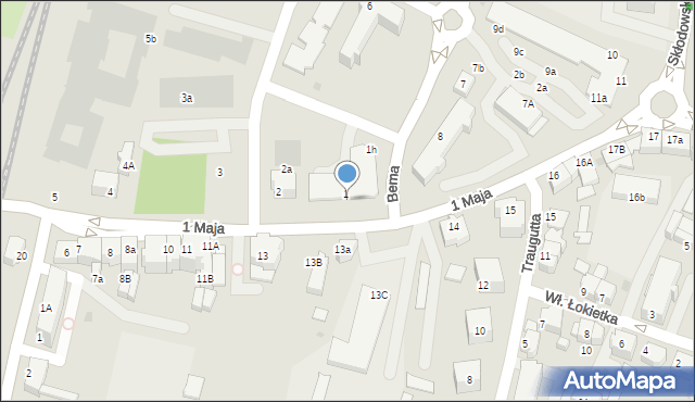 Lubin, 1 Maja, 1c, mapa Lubin