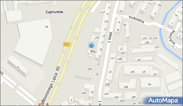 Lublin, 1 Maja, 21B, mapa Lublina