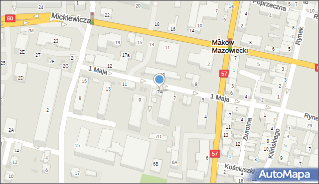 Maków Mazowiecki, 1 Maja, 7A, mapa Maków Mazowiecki