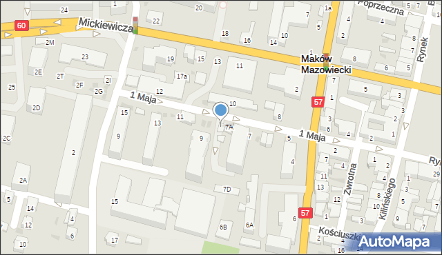 Maków Mazowiecki, 1 Maja, 7B, mapa Maków Mazowiecki
