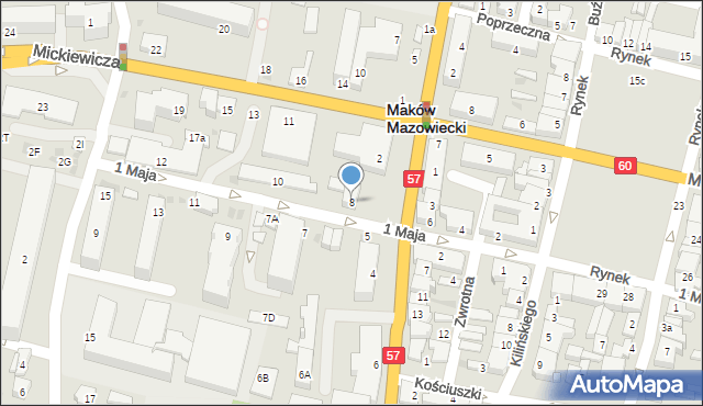 Maków Mazowiecki, 1 Maja, 8, mapa Maków Mazowiecki