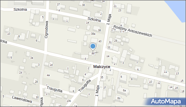 Malczyce, 1 Maja, 44, mapa Malczyce