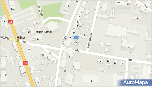 Milicz, 1 Maja, 27b, mapa Milicz