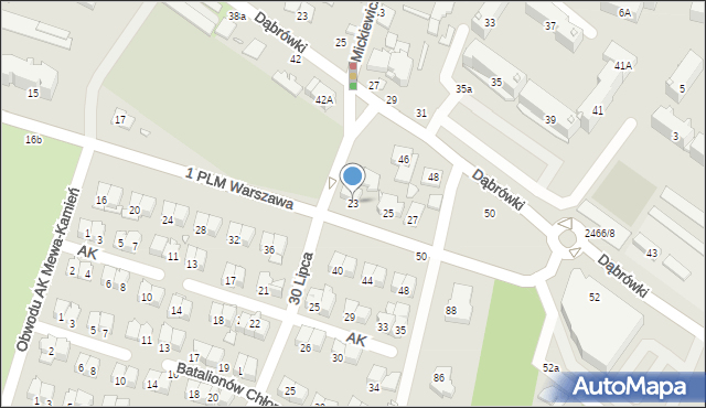 Mińsk Mazowiecki, 1 PLM Warszawa, 23, mapa Mińsk Mazowiecki