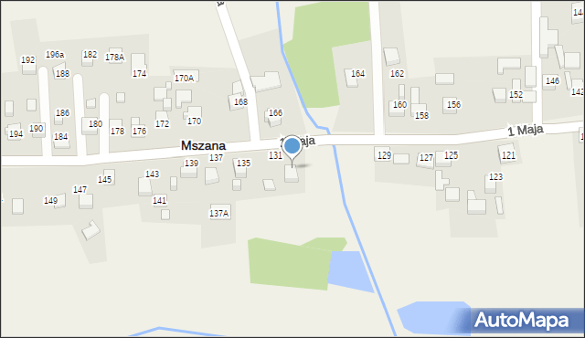 Mszana, 1 Maja, 133, mapa Mszana