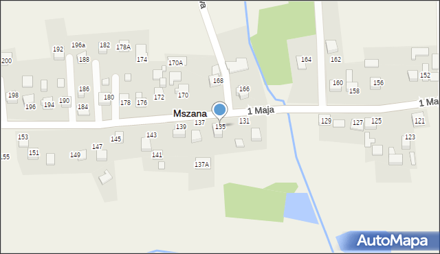 Mszana, 1 Maja, 135, mapa Mszana