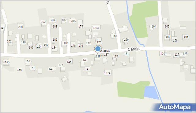 Mszana, 1 Maja, 139, mapa Mszana