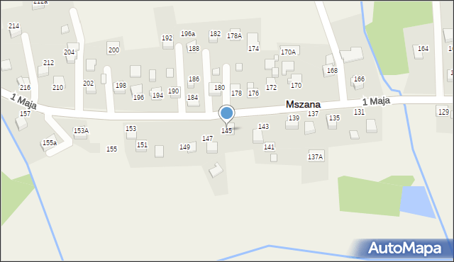 Mszana, 1 Maja, 145, mapa Mszana