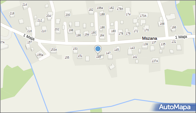 Mszana, 1 Maja, 149, mapa Mszana