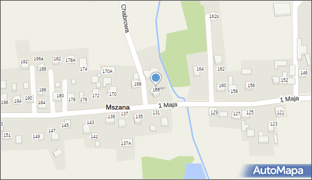 Mszana, 1 Maja, 166, mapa Mszana