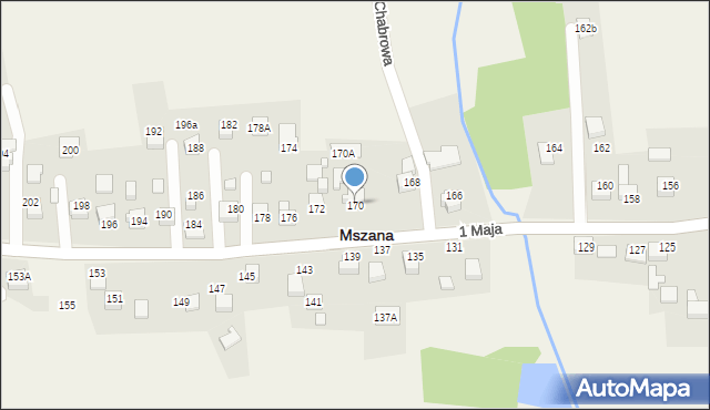 Mszana, 1 Maja, 170, mapa Mszana