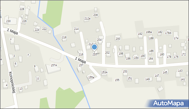 Mszana, 1 Maja, 210, mapa Mszana