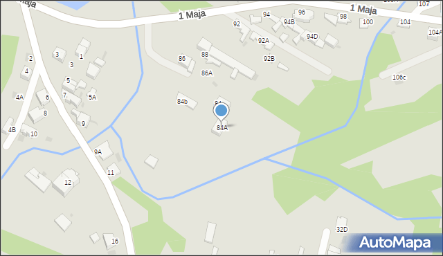 Myszków, 1 Maja, 84A, mapa Myszków