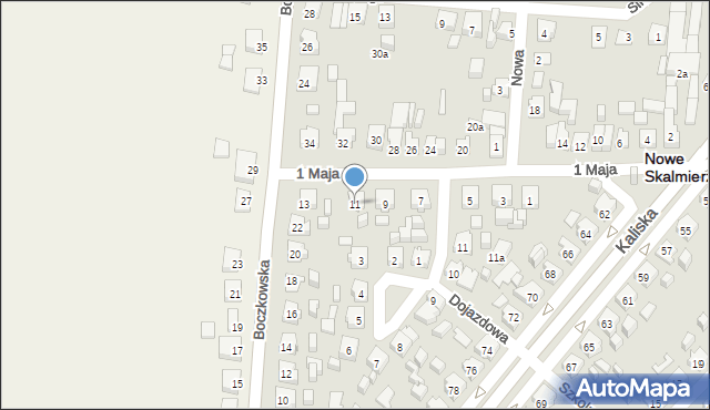 Nowe Skalmierzyce, 1 Maja, 11, mapa Nowe Skalmierzyce