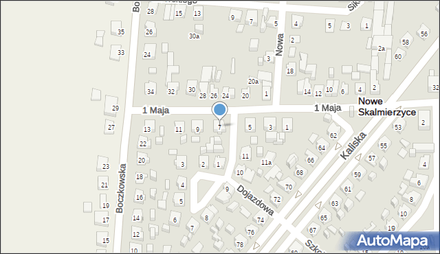 Nowe Skalmierzyce, 1 Maja, 7, mapa Nowe Skalmierzyce