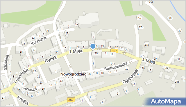 Nowogrodziec, 1 Maja, 10a, mapa Nowogrodziec