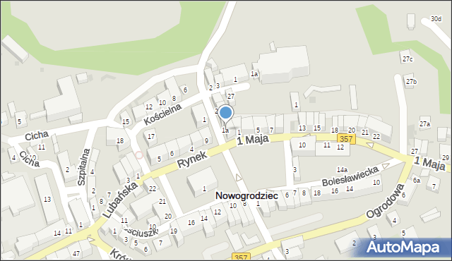 Nowogrodziec, 1 Maja, 1a, mapa Nowogrodziec