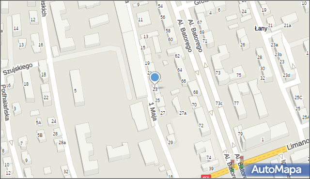 Nowy Sącz, 1 Maja, 23, mapa Nowego Sącza