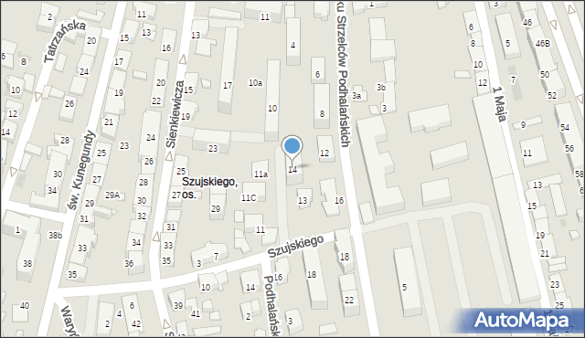 Nowy Sącz, 1 Pułku Strzelców Podhalańskich, 14, mapa Nowego Sącza