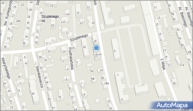 Nowy Sącz, 1 Pułku Strzelców Podhalańskich, 22, mapa Nowego Sącza