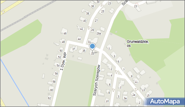 Olsztyn, 1 Dywizji Wojska Polskiego, 33, mapa Olsztyna