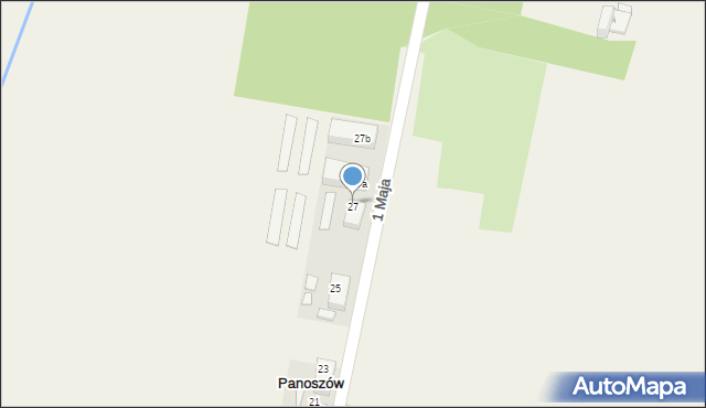 Panoszów, 1 Maja, 27, mapa Panoszów